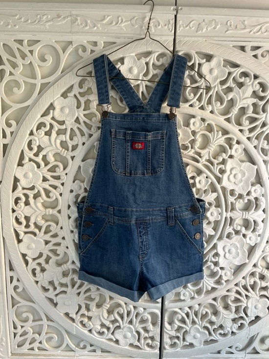Dickies Denim - Dickies Denim Short Overalls Dark Wash Shortalls Women’s Medium